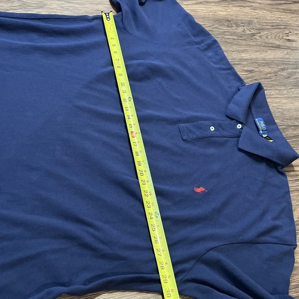 Polo Ralph Lauren Polo Shirt Mens Navy Mesh Cotton Custom Slim Fit Red Pony 4XLT